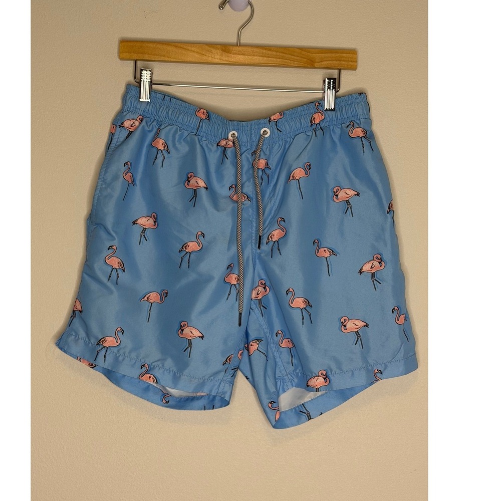 Maamgic Men's Blue Flamingo Swim Trunks Sz M